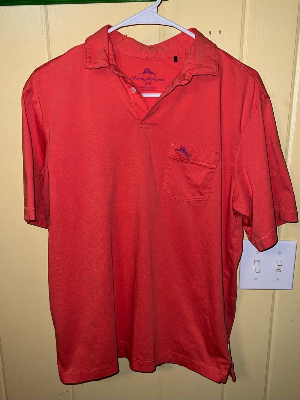 Tommy Bahama Coral-Red Short Sleeve Polo Pocket Shirt Size S